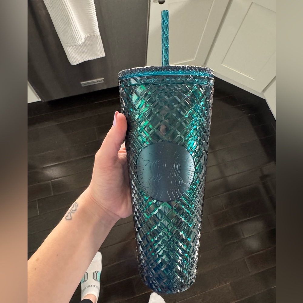 Starbucks Teal Iridescent Studded Cold Cup with Straw